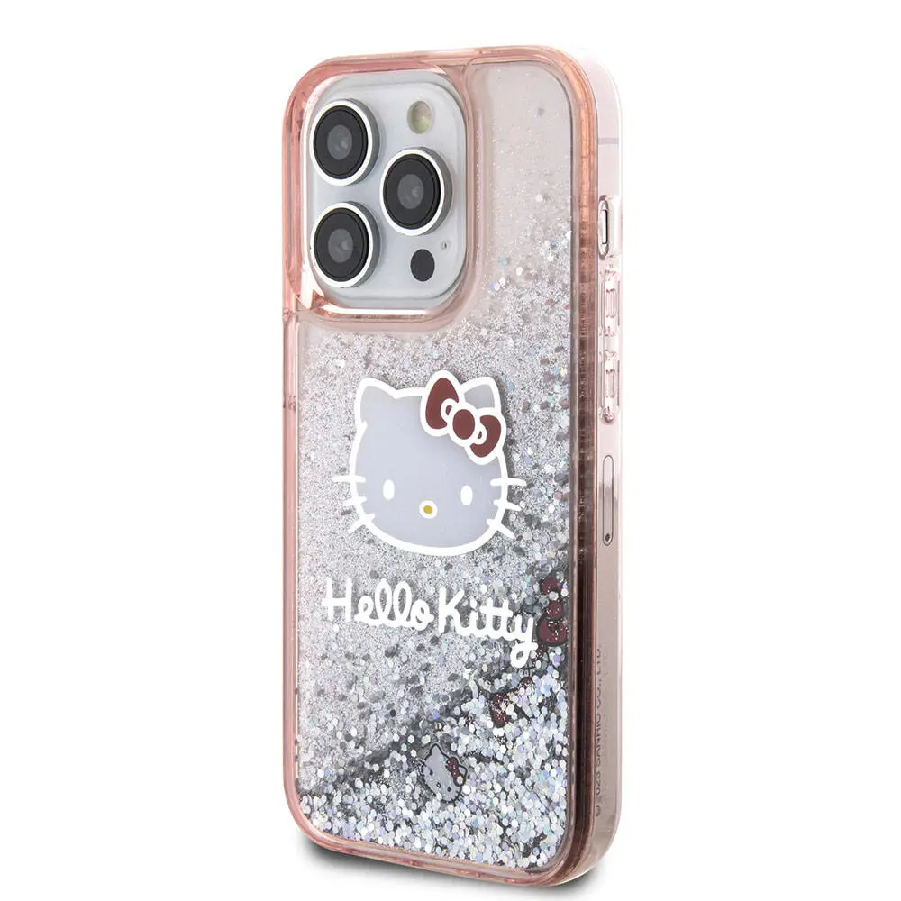 iPhone 15 Pro Sıvılı Glitter Kılıf - Hello Kitty İkonik Lisanslı