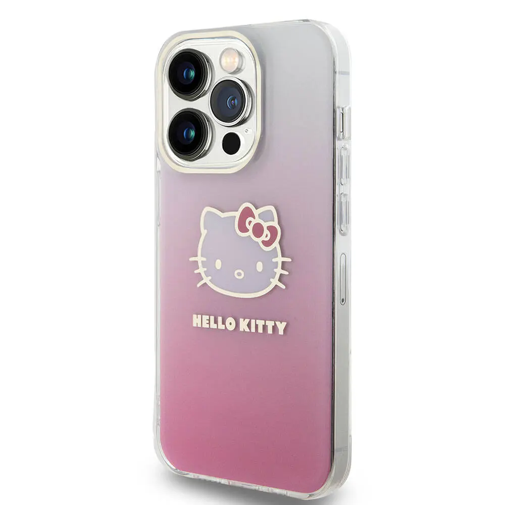 iPhone 15 Pro Lisanslı Hello Kitty Kılıf, Elektroplating Gradyan - Mor Pembe