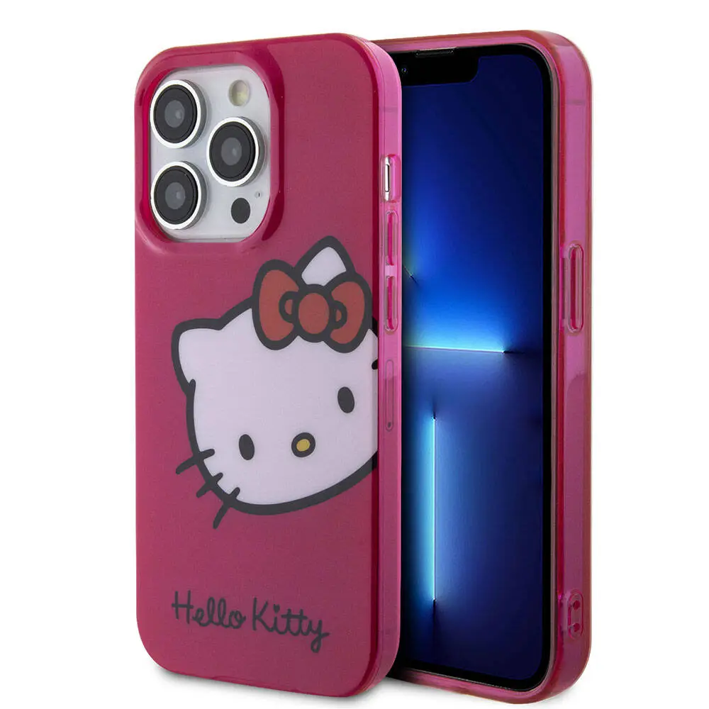 iPhone 15 Pro Hello Kitty Lisanslı Kılıf, Kitty Head Logolu - Beyaz