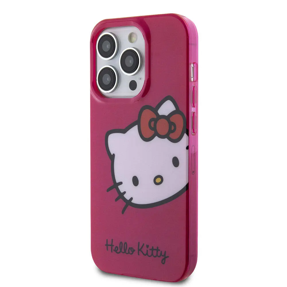 iPhone 15 Pro Hello Kitty Lisanslı Kılıf, Kitty Head Logolu - Beyaz