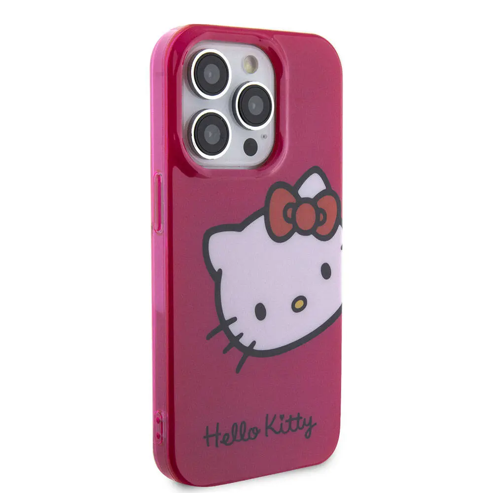 iPhone 15 Pro Hello Kitty Lisanslı Kılıf, Kitty Head Logolu - Beyaz