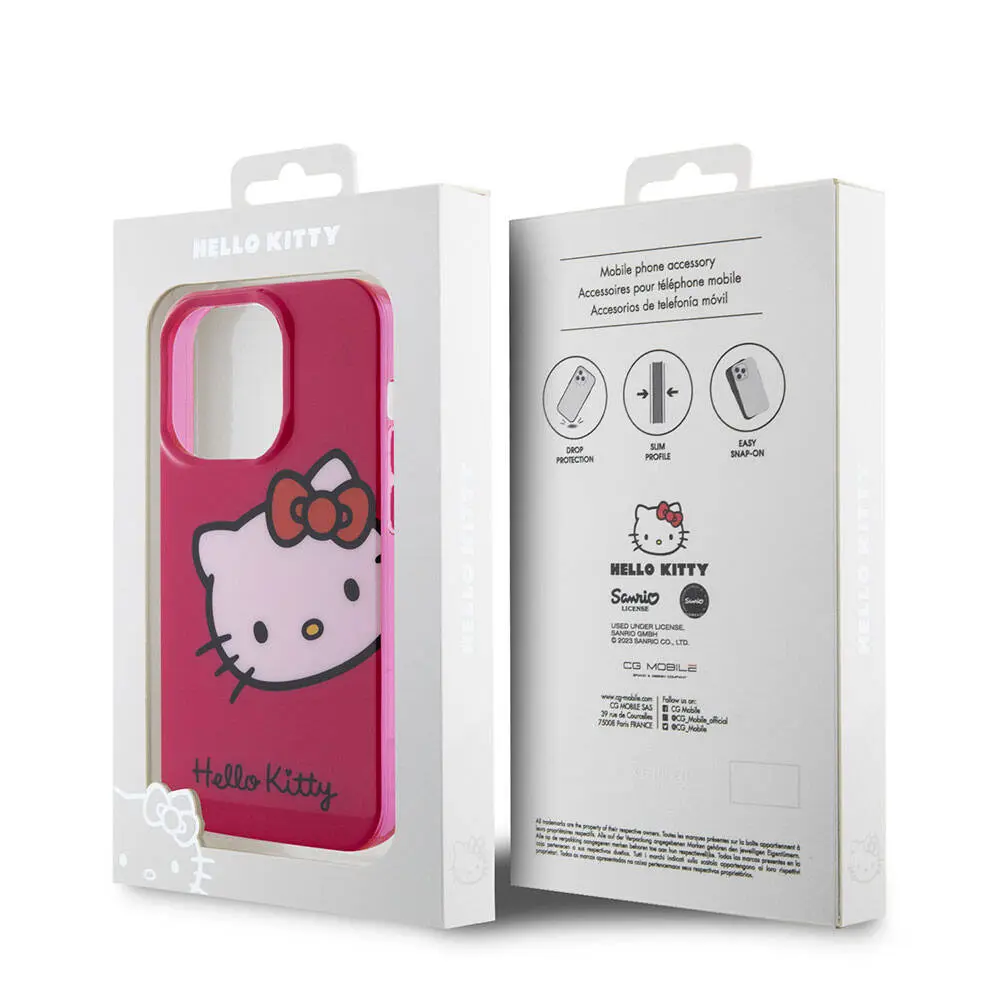 iPhone 15 Pro Hello Kitty Lisanslı Kılıf, Kitty Head Logolu - Beyaz