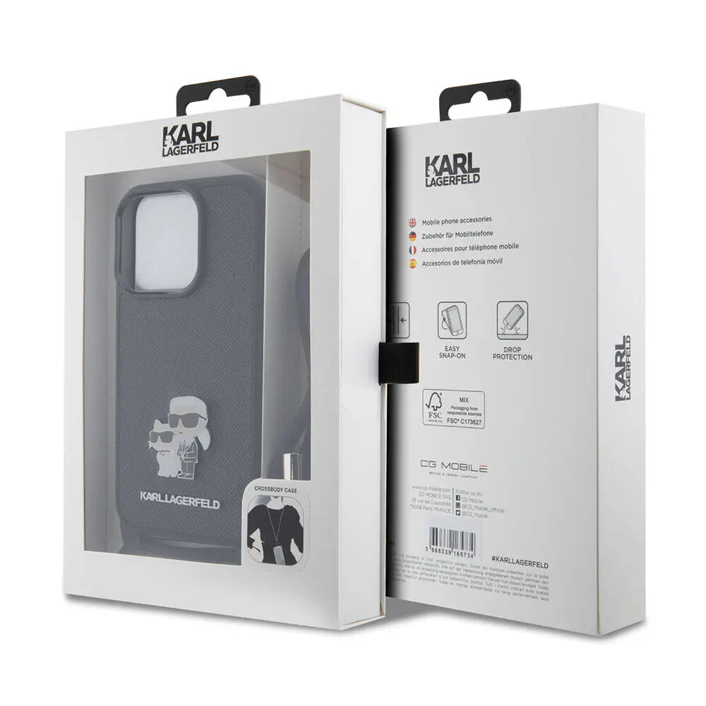 iPhone 15 Pro Askı İpli Kılıf, Metal Logo - Karl Lagerfeld K&C