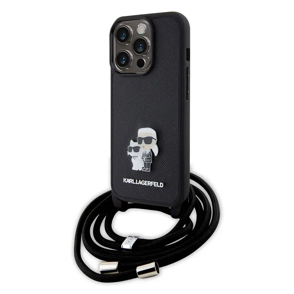 iPhone 15 Pro Askı İpli Kılıf, Metal Logo - Karl Lagerfeld K&C