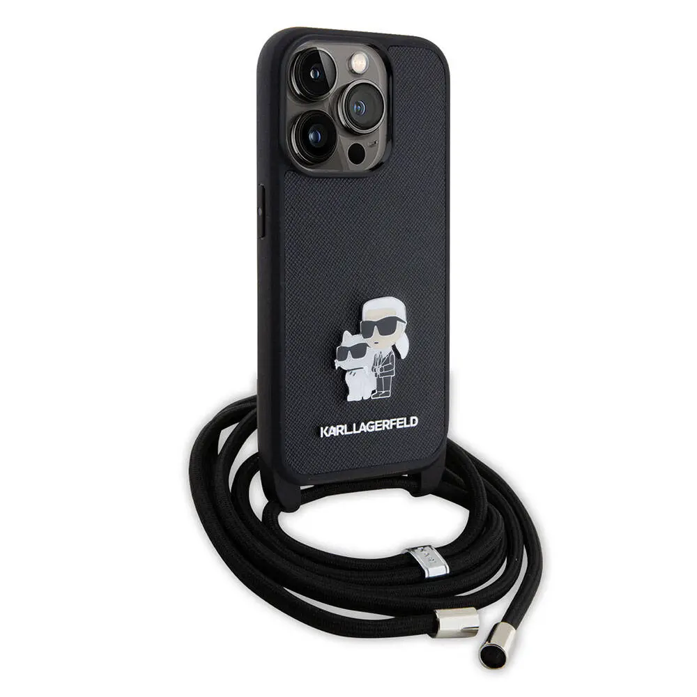 iPhone 15 Pro Askı İpli Kılıf, Metal Logo - Karl Lagerfeld K&C