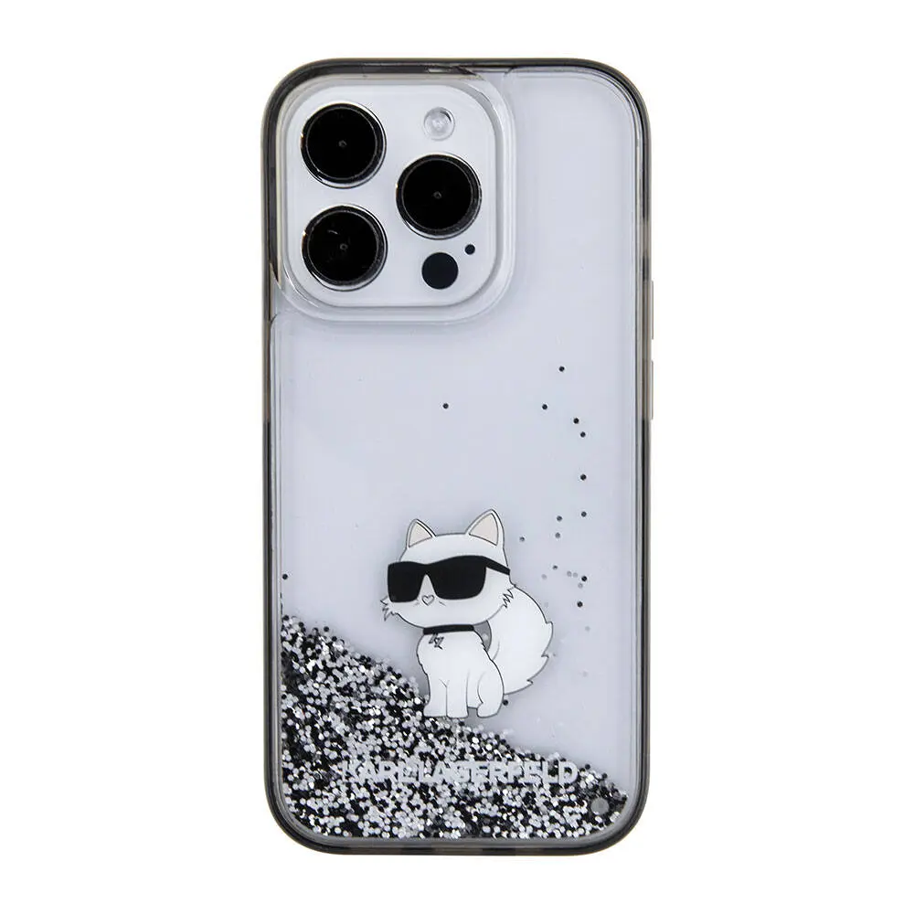 iPhone 15 Pro Sıvılı Glitter Kılıf - Karl Lagerfeld Choupette