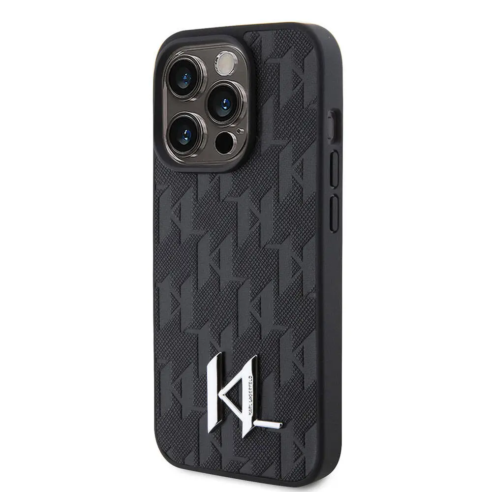 iPhone 15 Pro Kılıf, Metal Logo Detaylı Lisanslı Kapak - Karl Lagerfeld