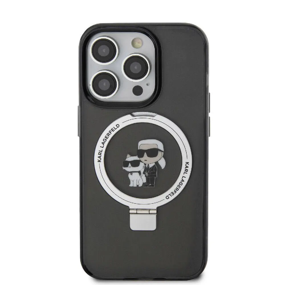iPhone 15 Pro MagSafe Uyumlu Ring Standlı Kılıf - Karl Lagerfeld K&C İkonik