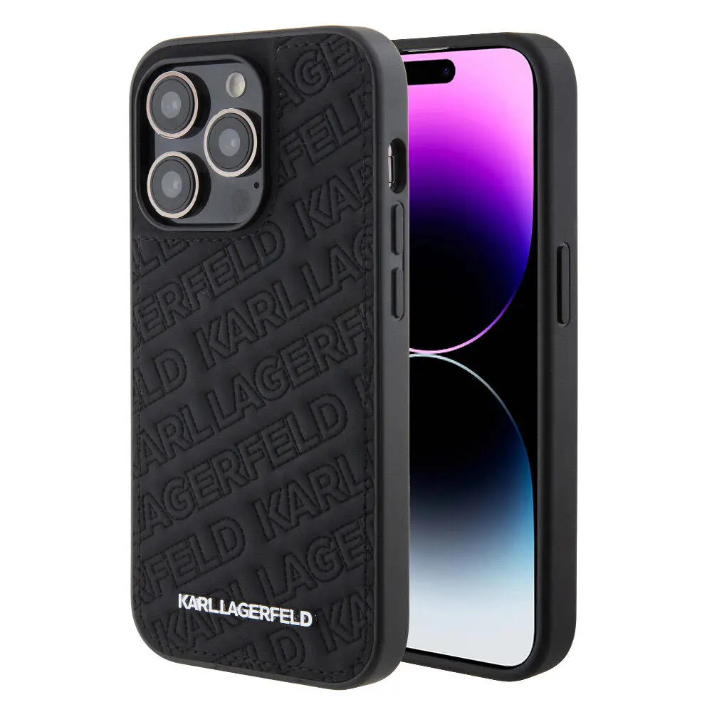 iPhone 15 Pro Dikişli Logolu Kapitone Kılıf - Karl Lagerfeld