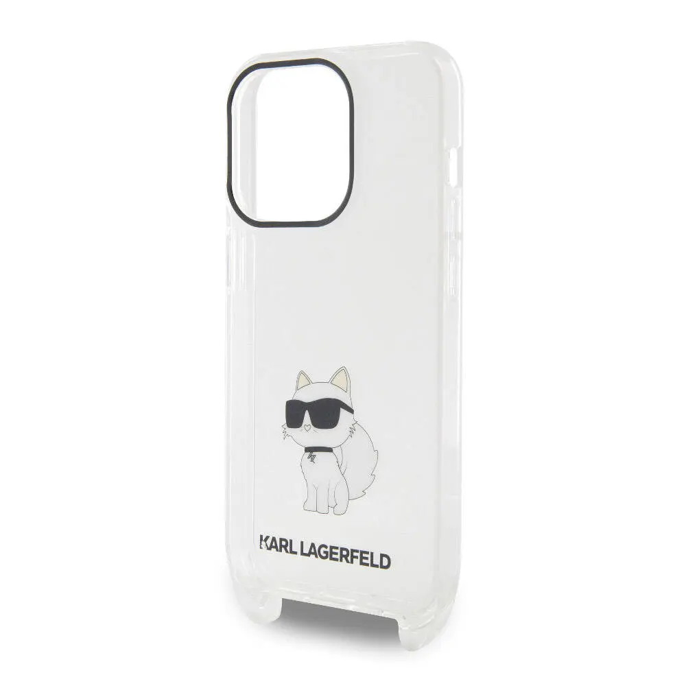 iPhone 15 Pro Boyun Askılı Crossbody Kılıf - Karl Lagerfeld Choupette