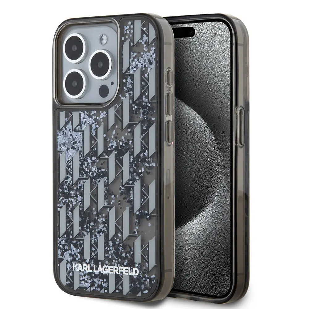 iPhone 15 Pro Simli KL Yazılı Monogram Gradient Kılıf - Karl Lagerfeld