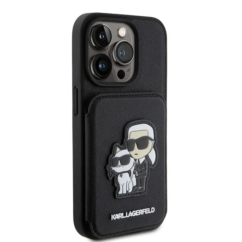 iPhone 15 Pro Standlı Kartlıklı Saffiano Kılıf - Karl Lagerfeld K&C