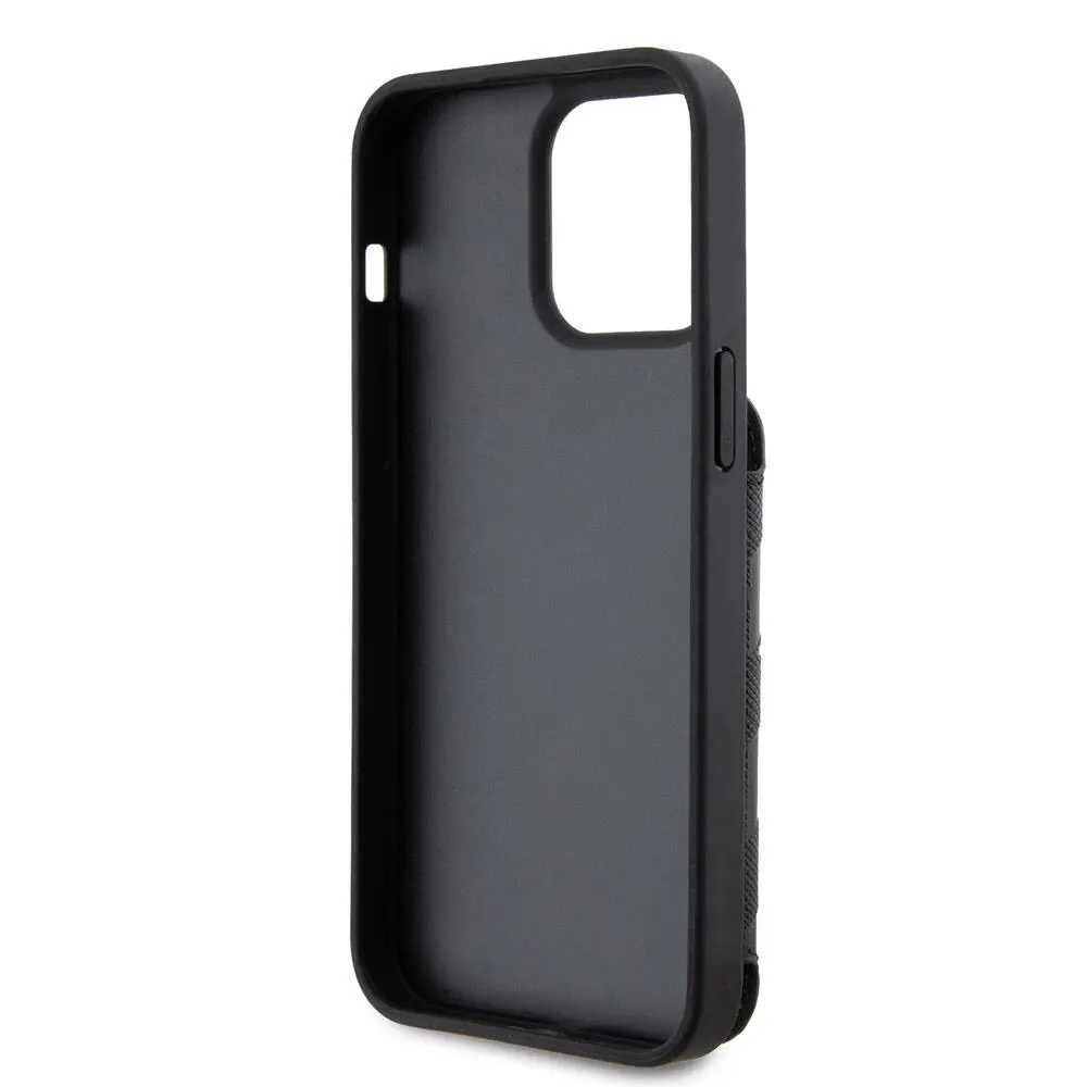 iPhone 15 Pro Standlı Kartlıklı Kılıf - Karl Lagerfeld Saffiano Monogram
