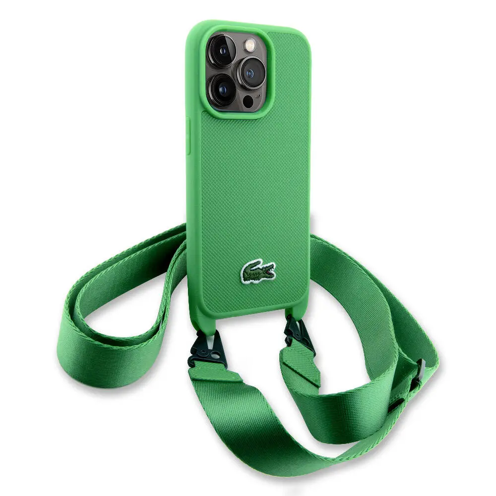 iPhone 15 Pro PU Pike Desenli Askılı Kılıf - Lacoste Lisanslı