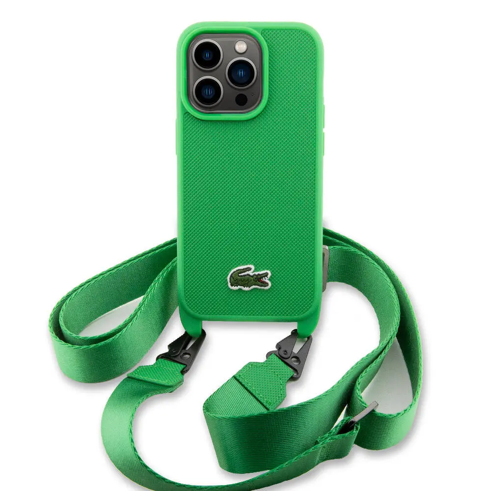 iPhone 15 Pro PU Pike Desenli Askılı Kılıf - Lacoste Lisanslı