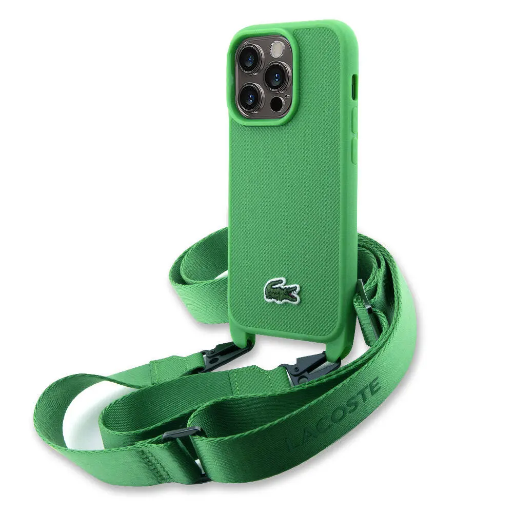 iPhone 15 Pro PU Pike Desenli Askılı Kılıf - Lacoste Lisanslı