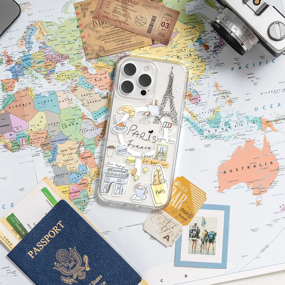 iPhone 15 Pro MagSafe Uyumlu Şeffaf Kılıf - Switcheasy City-M Paris