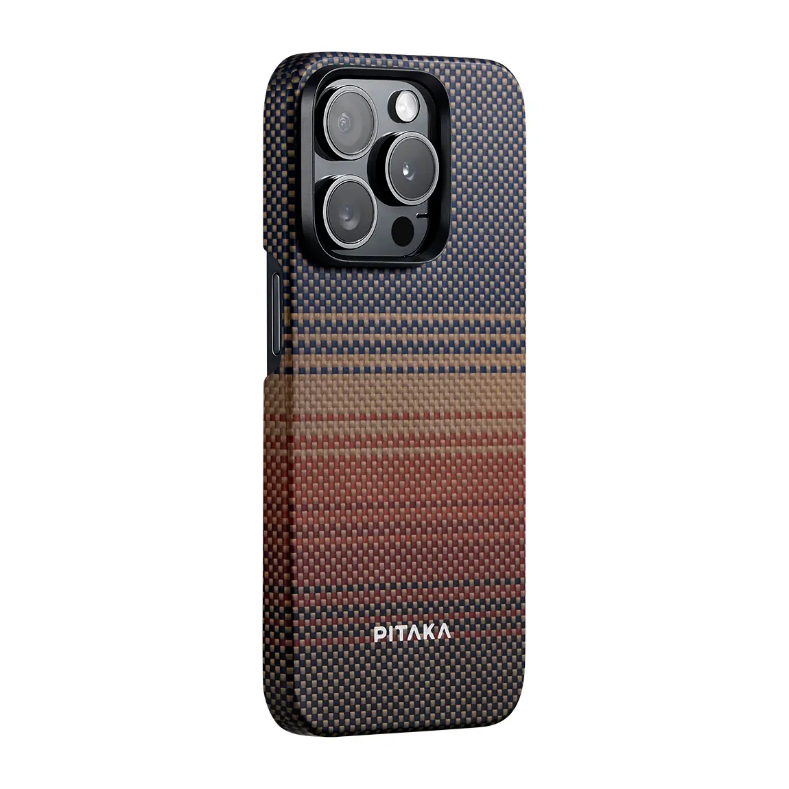 iPhone 15 Pro MagSafe Uyumlu Aramid Fiber Kılıf - Pitaka Tactile Woven Sunset-Moonrise