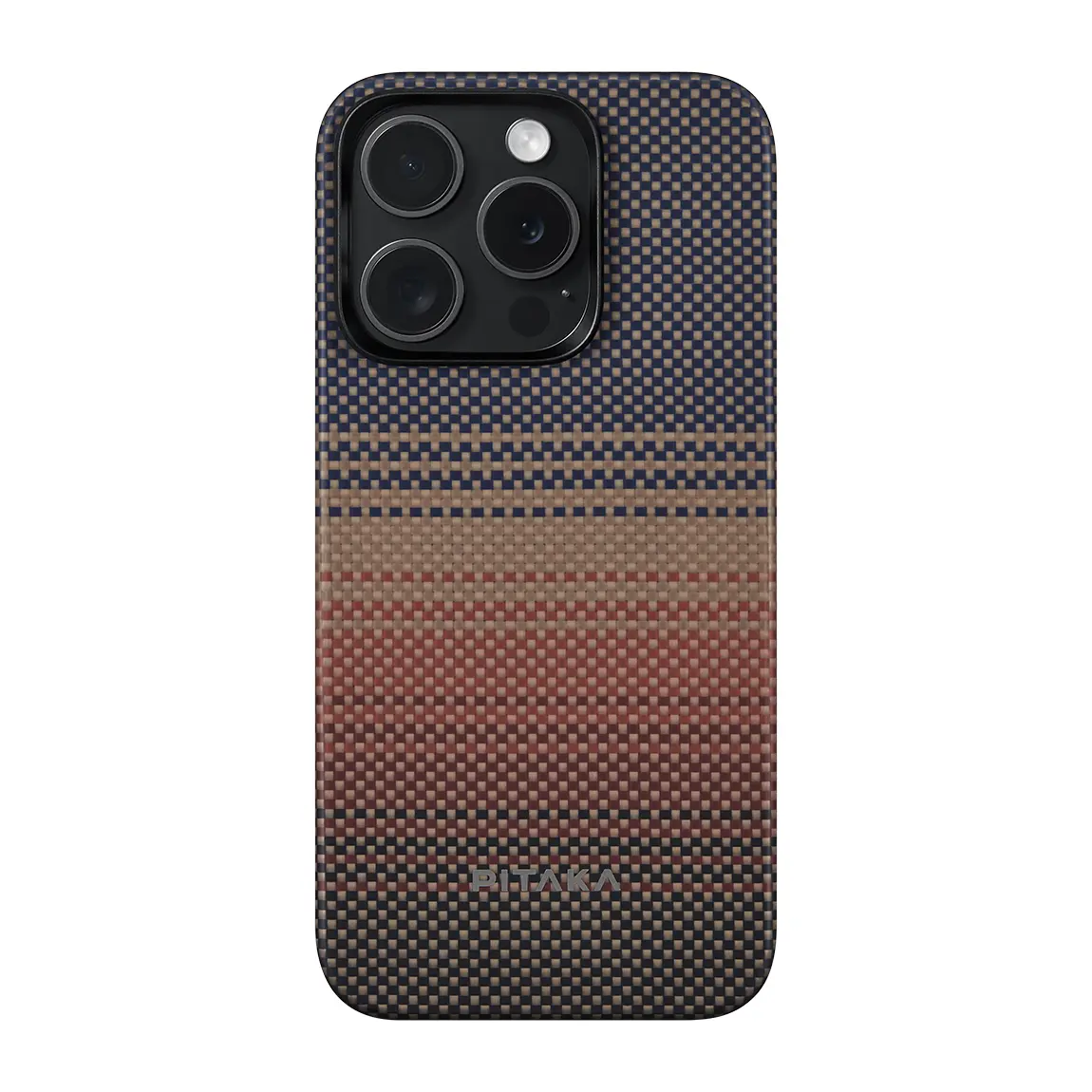iPhone 15 Pro MagSafe Uyumlu Aramid Fiber Kılıf - Pitaka Tactile Woven Sunset-Moonrise