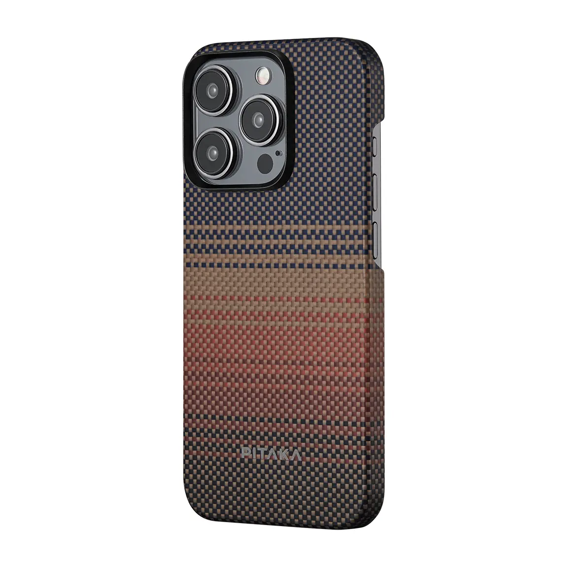iPhone 15 Pro MagSafe Uyumlu Aramid Fiber Kılıf - Pitaka Tactile Woven Sunset-Moonrise