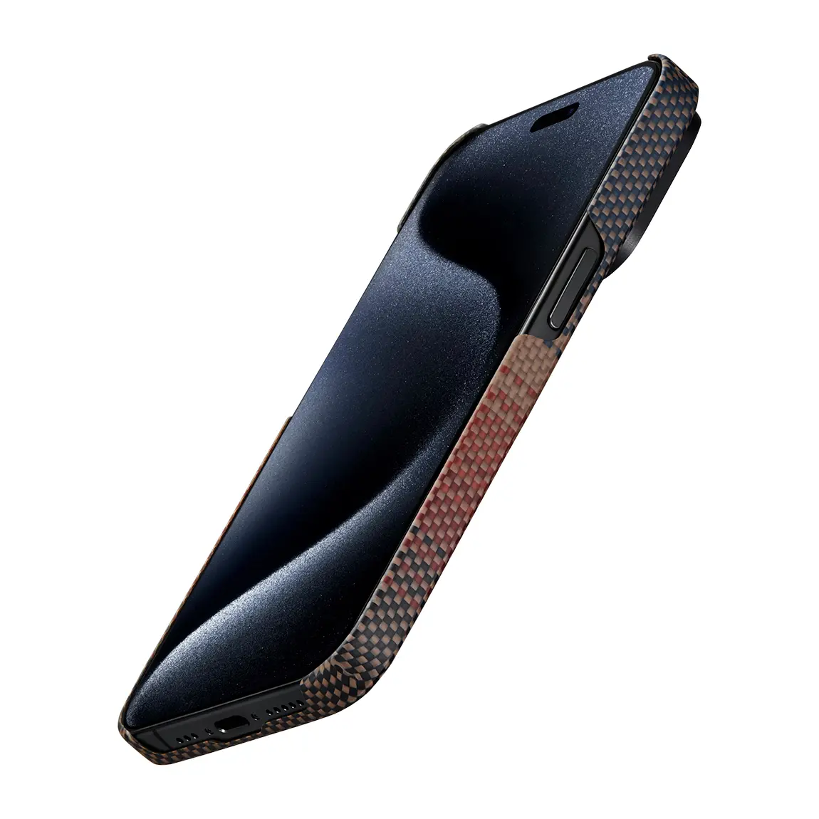 iPhone 15 Pro MagSafe Uyumlu Aramid Fiber Kılıf - Pitaka Tactile Woven Sunset-Moonrise