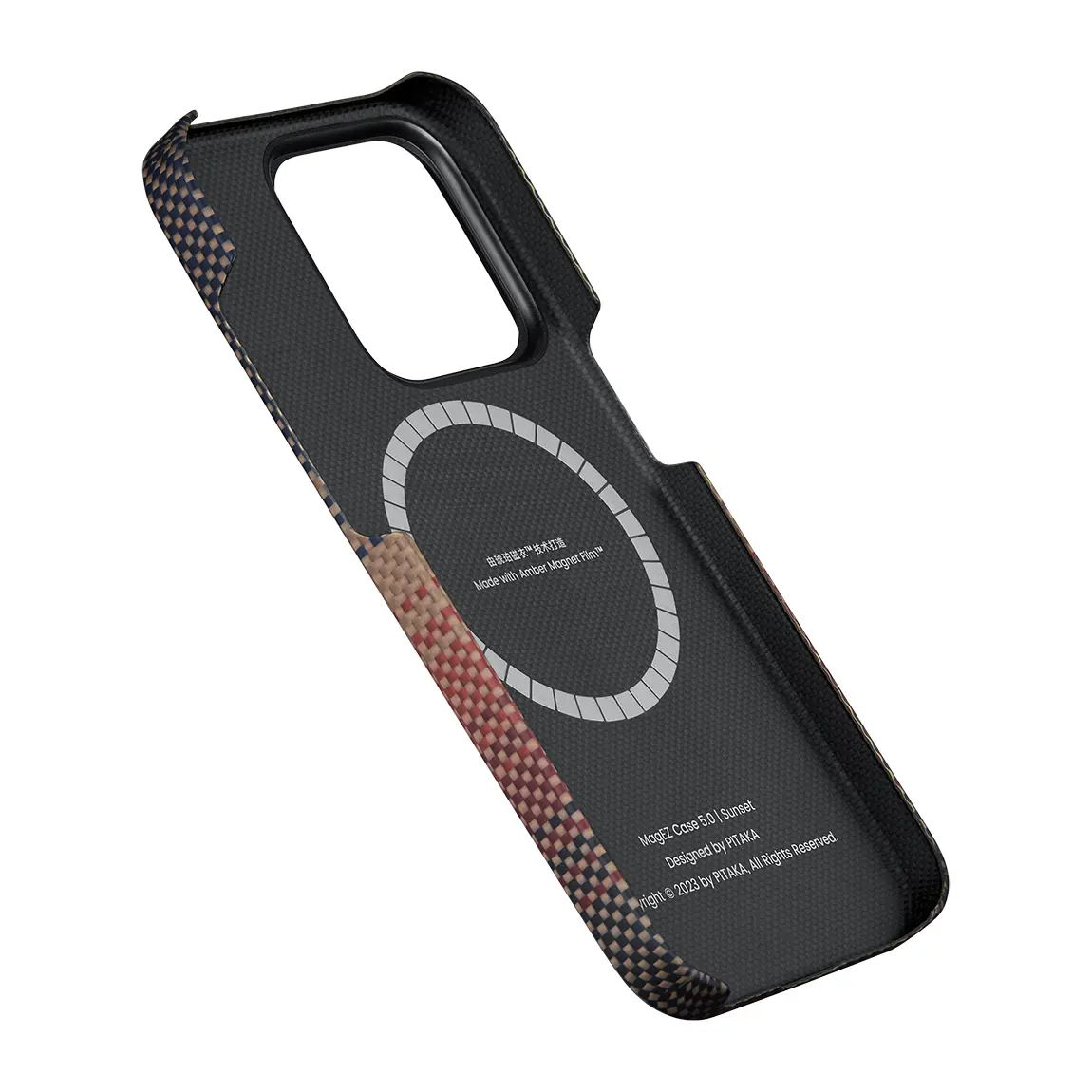 iPhone 15 Pro MagSafe Uyumlu Aramid Fiber Kılıf - Pitaka Tactile Woven Sunset-Moonrise