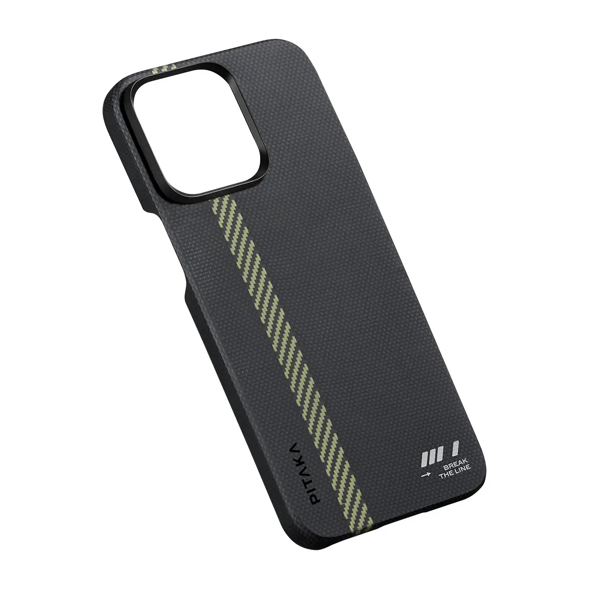 iPhone 15 Pro MagSafe Uyumlu Aramid Fiber Kılıf - Pitaka Tactile Woven Break The Line