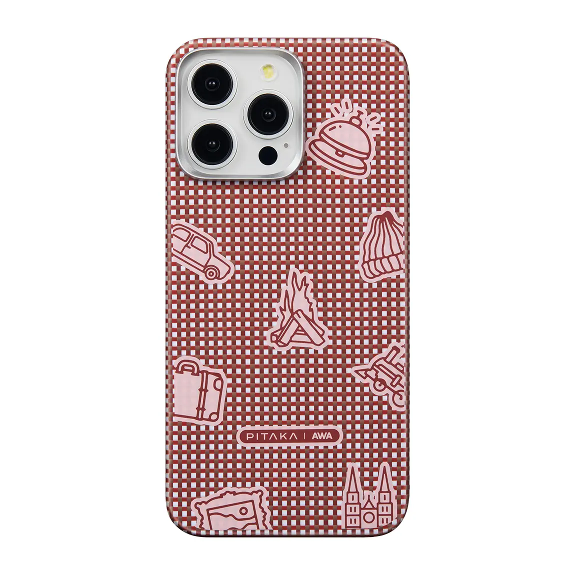 iPhone 15 Pro MagSafe Uyumlu Aramid Fiber Kılıf - Pitaka MagEZ Case 5 Classic Bonfire
