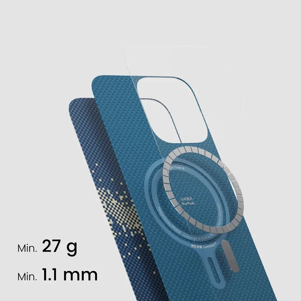 iPhone 15 Pro MagSafe Uyumlu Aramid Fiber Kılıf - Pitaka Tactile Woven Starpeak Milky Way