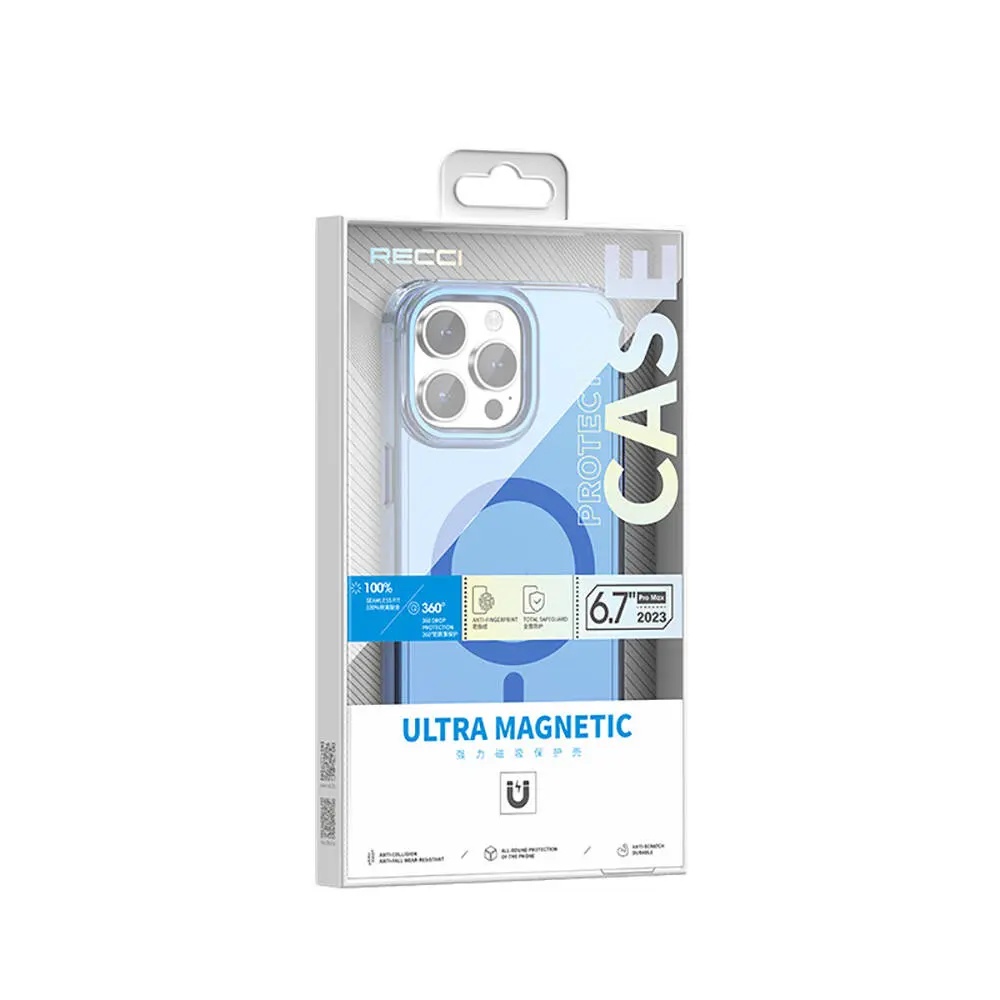 iPhone 15 Pro MagSafe Uyumlu Şeffaf Kılıf - Recci Crystal Color