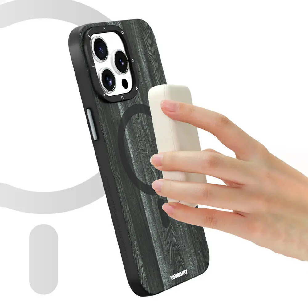iPhone 15 Pro MagSafe Uyumlu Sararmaya Dayanıklı Kılıf - Youngkit Wood Forest