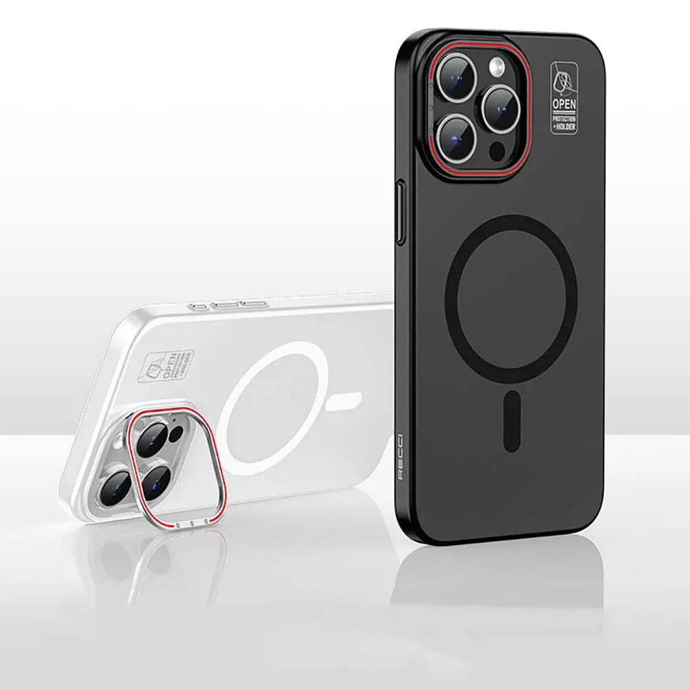 iPhone 15 Pro MagSafe Uyumlu Standlı Mat Kılıf - Recci Glaze