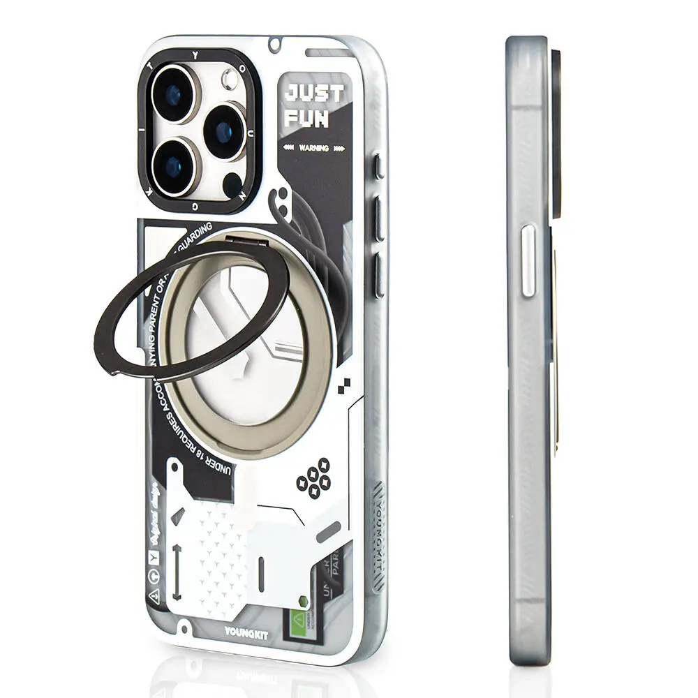 iPhone 15 Pro MagSafe Uyumlu 360° Standlı Kılıf - Youngkit Starship