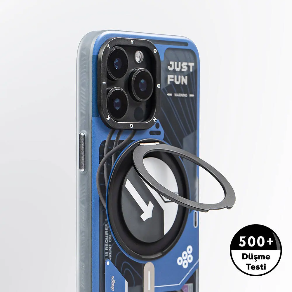 iPhone 15 Pro MagSafe Uyumlu 360° Standlı Kılıf - Youngkit Starship
