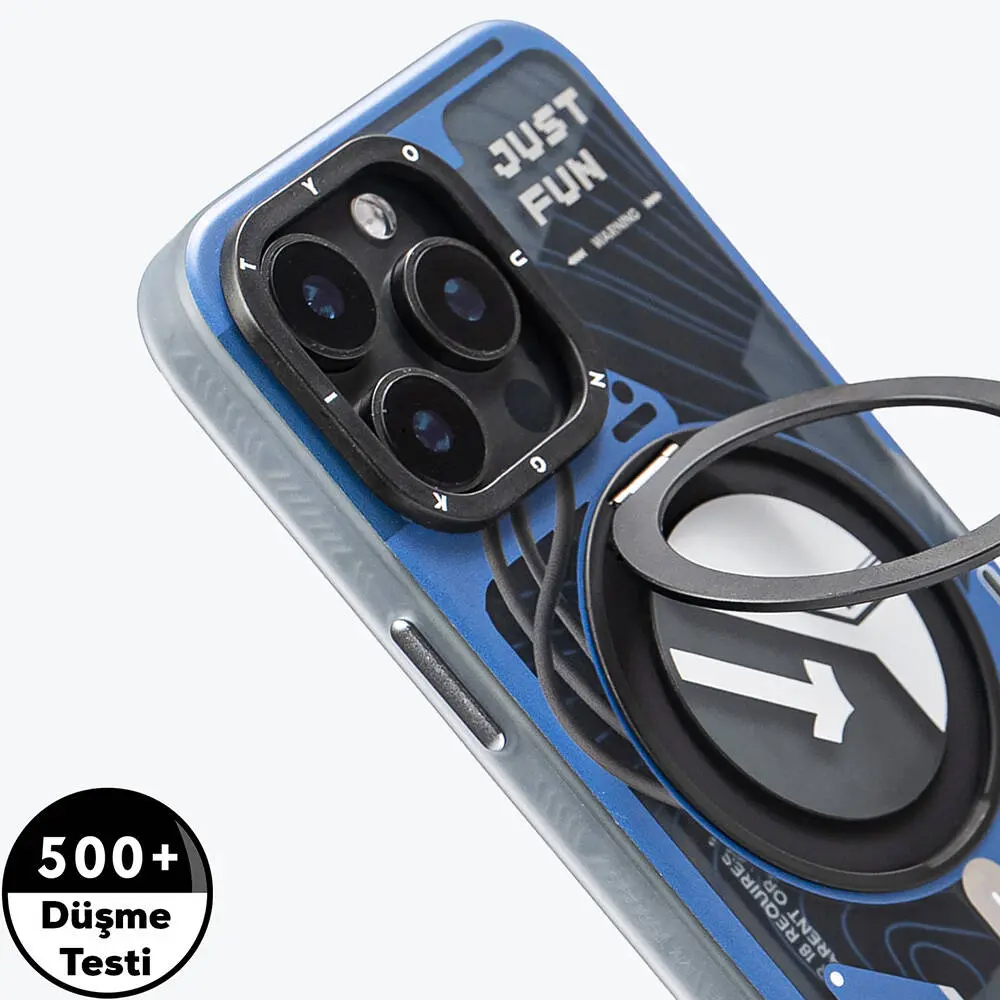 iPhone 15 Pro MagSafe Uyumlu 360° Standlı Kılıf - Youngkit Starship
