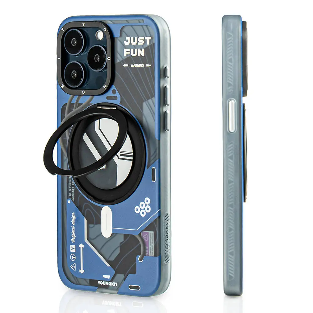 iPhone 15 Pro MagSafe Uyumlu 360° Standlı Kılıf - Youngkit Starship