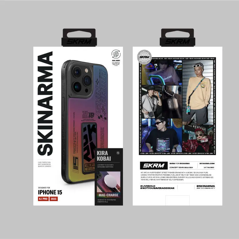 iPhone 15 Pro Standlı Deri Görünümlü Kılıf - Skinarma Kira Kobai