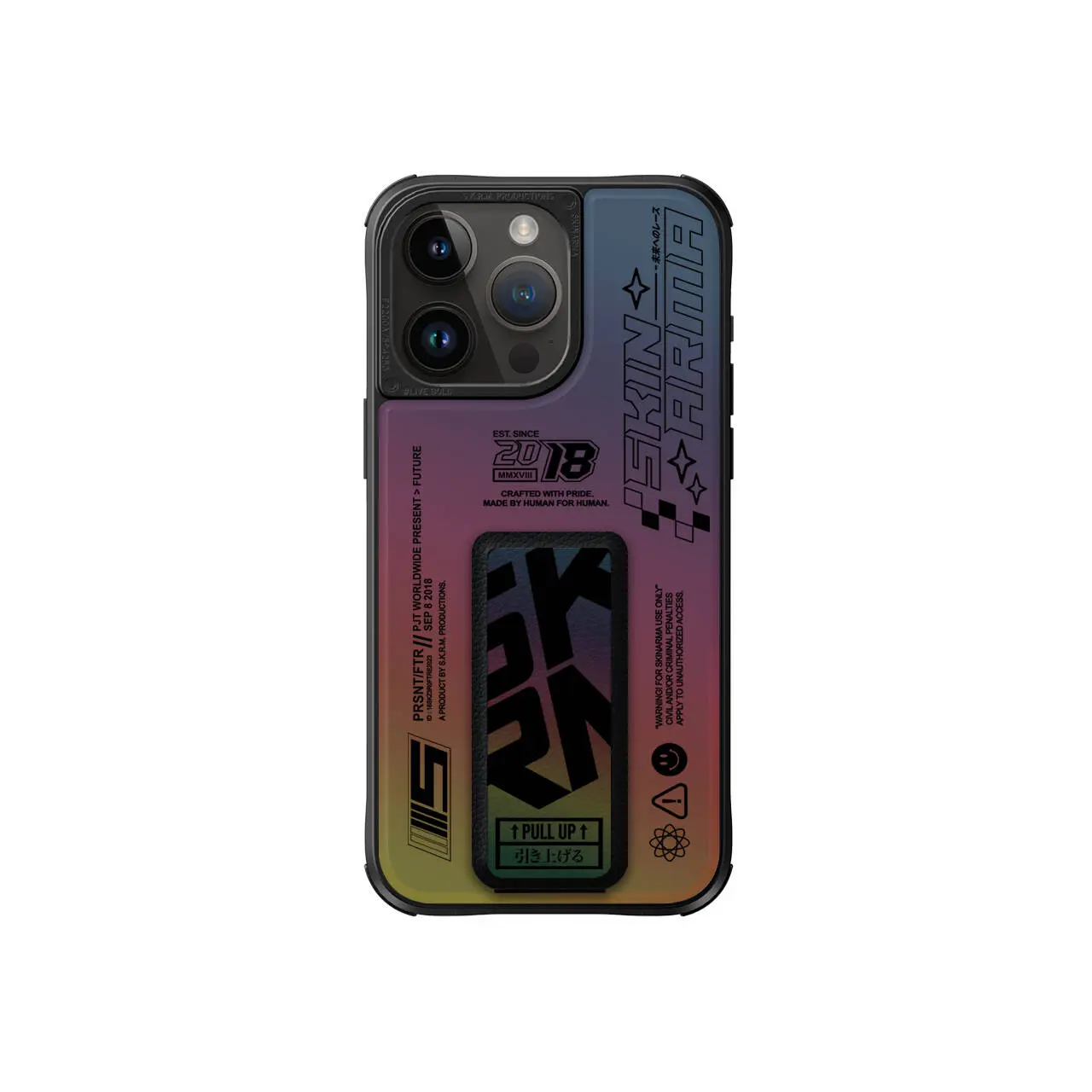 iPhone 15 Pro Standlı Deri Görünümlü Kılıf - Skinarma Kira Kobai