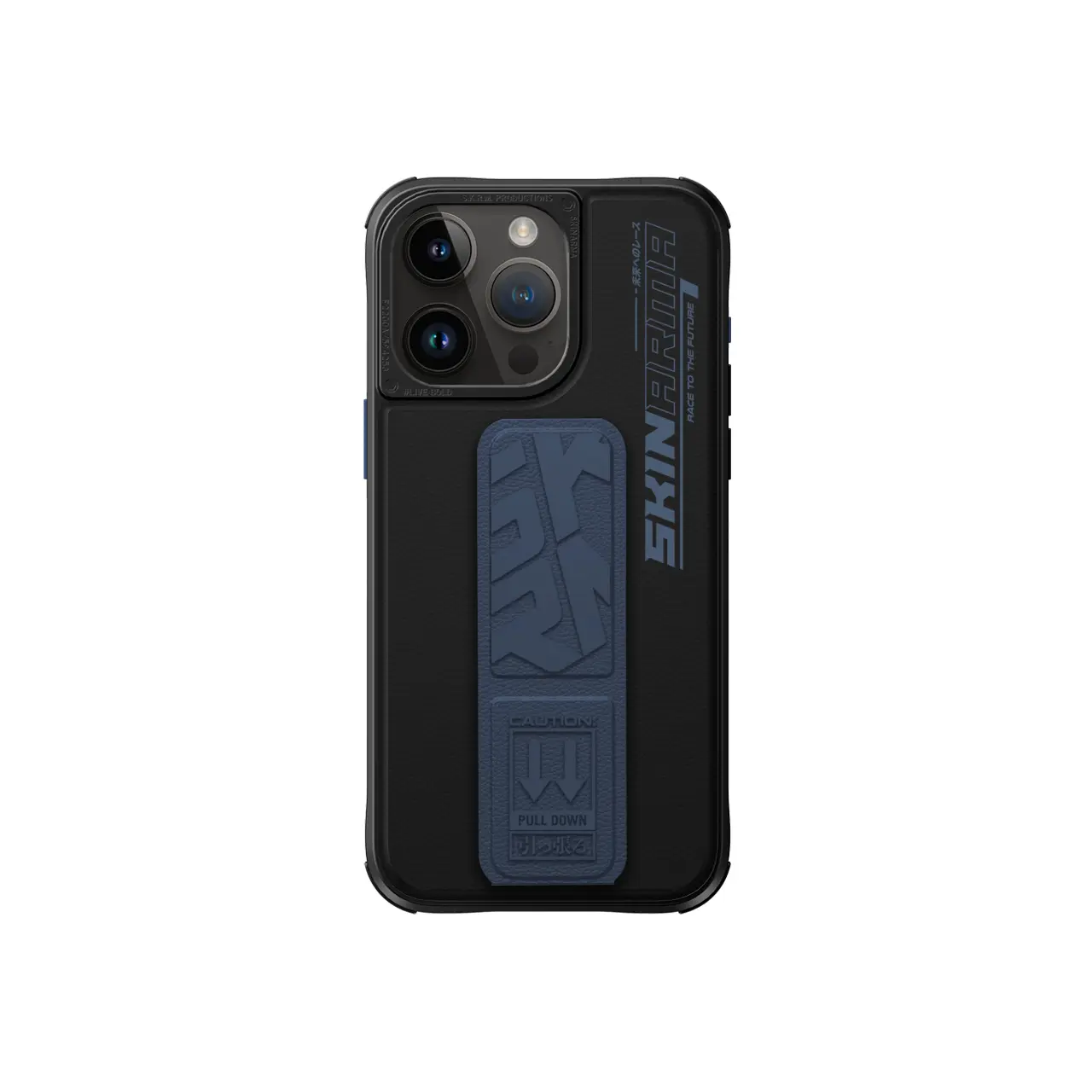 iPhone 15 Pro Standlı Deri Görünümlü Kılıf - Skinarma Slate