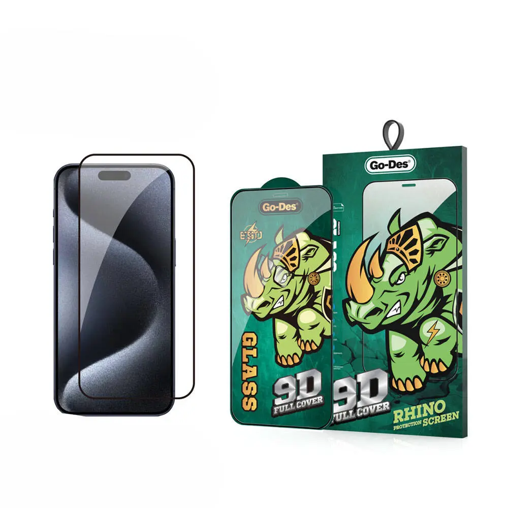 iPhone 15 Pro Max Full Cover Temperli Cam Ekran Koruyucu - Go Des 9D