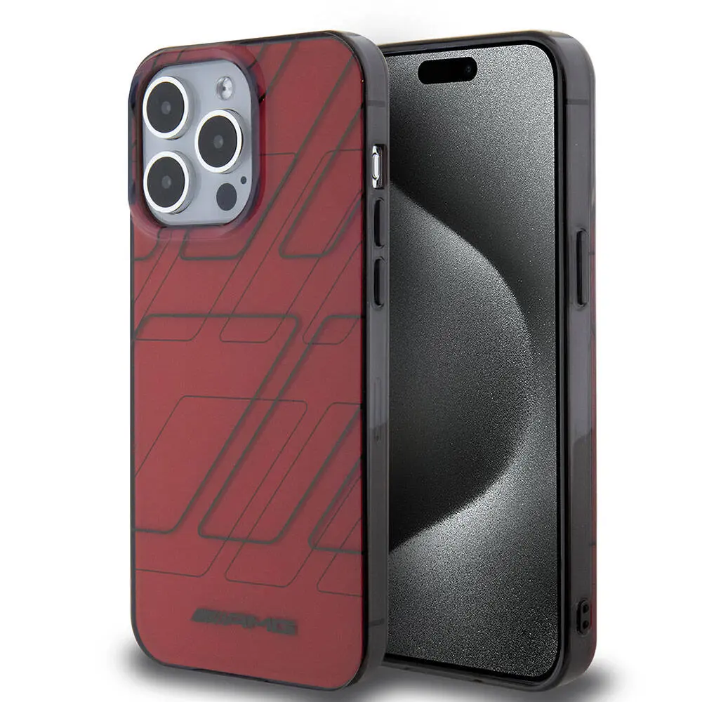 iPhone 15 Pro Max Çift Katmanlı Dörtgen Desenli Kılıf - AMG Lisanslı