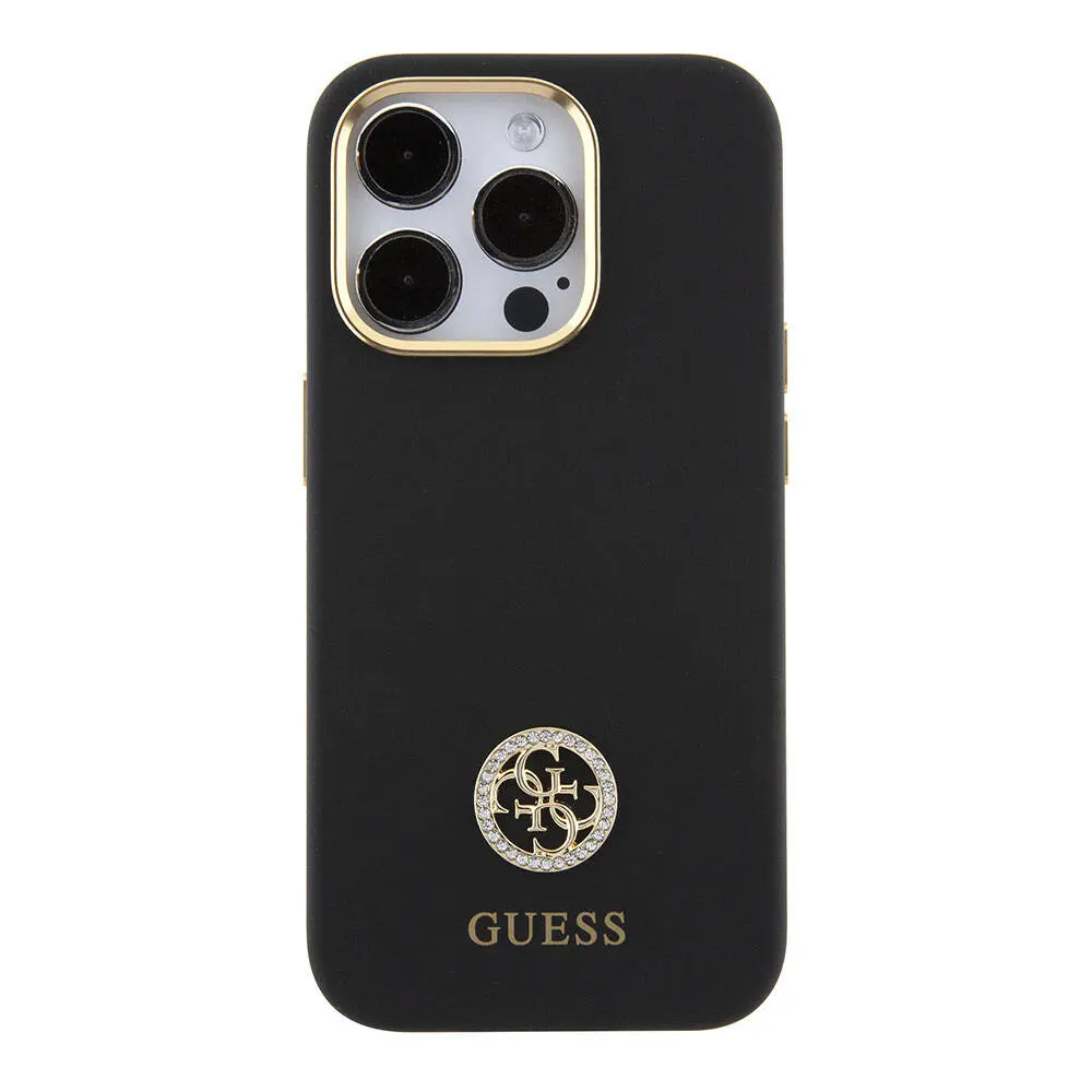 iPhone 15 Pro Max Silikon Kılıf, Metal Kamera Çerçeveli - Guess 4G Logolu
