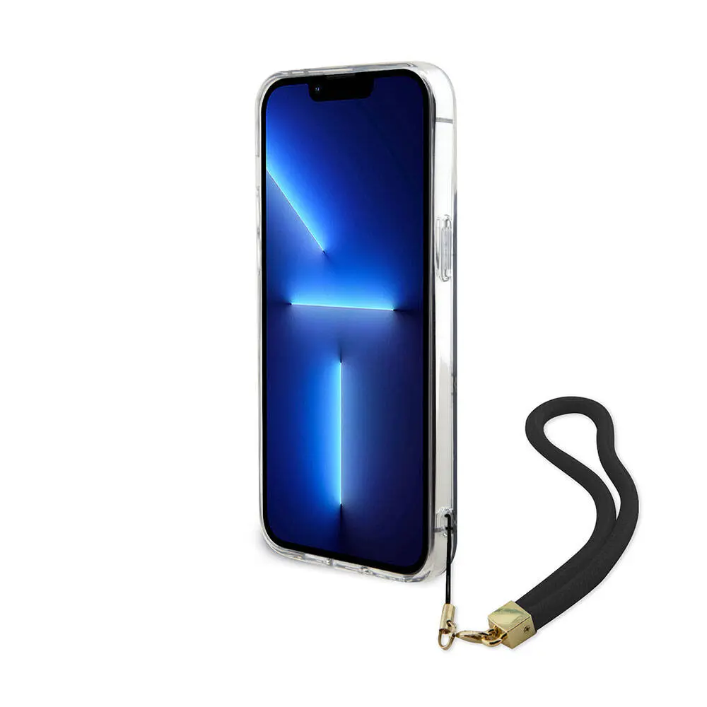 iPhone 15 Pro Max Askı İpli Holografik Glitter Kılıf - Guess Peony