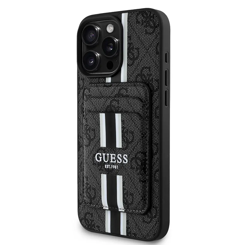 iPhone 15 Pro Max MagSafe Uyumlu Kartlıklı Kılıf - Guess 4G Çizgili
