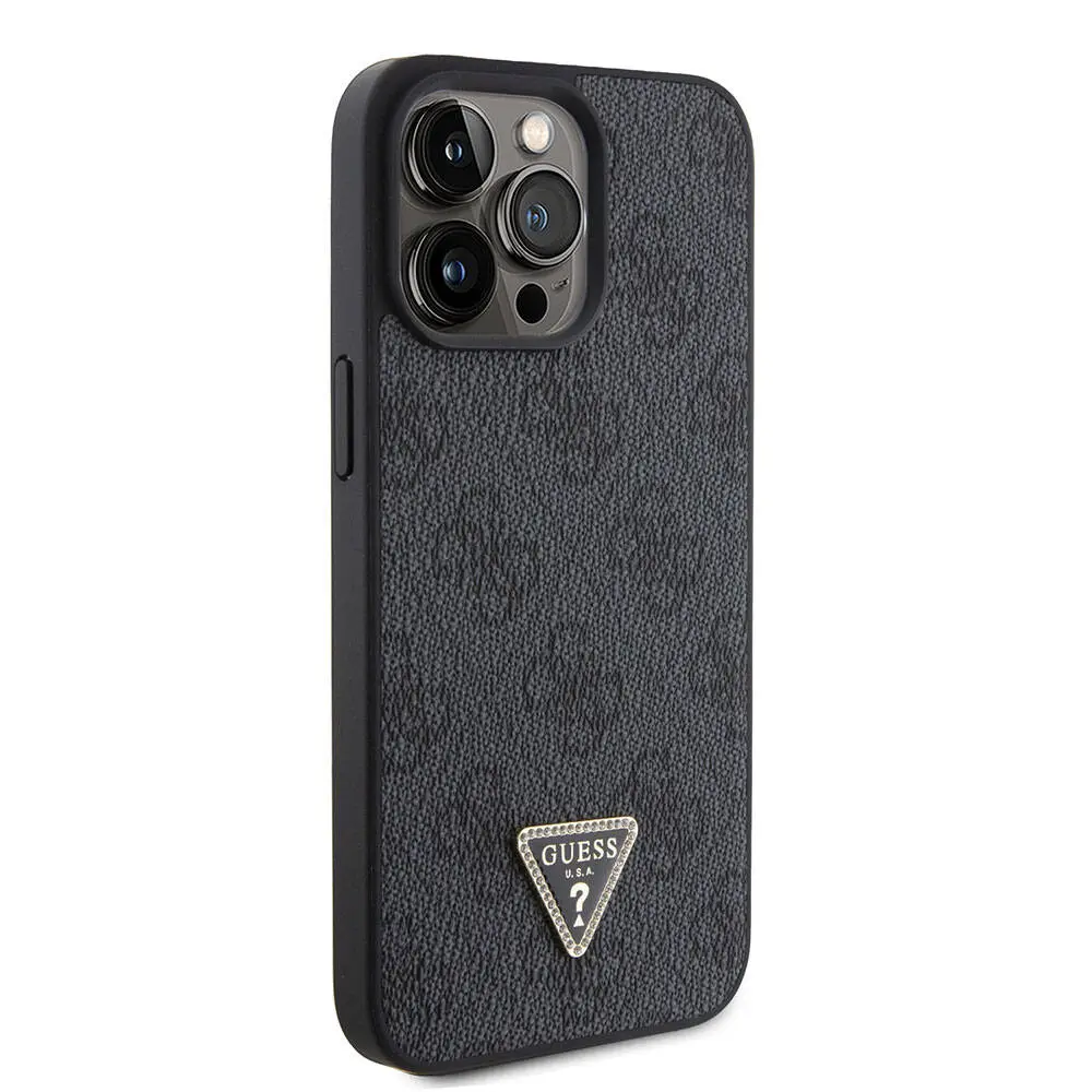 iPhone 15 Pro Max Kılıf, Taşlı Üçgen Logo 4G Desenli - Guess