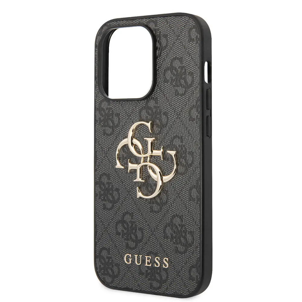 iPhone 15 Pro Max Desenli PU Deri Kılıf - Guess 4G Metal Logo