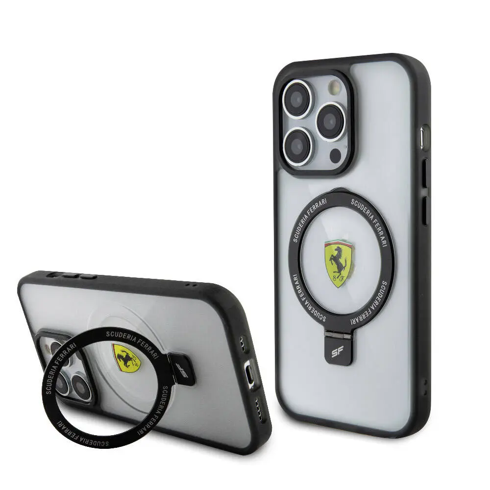 iPhone 15 Pro Max MagSafe Uyumlu Standlı Kılıf - Ferrari Buzlu Yüzey