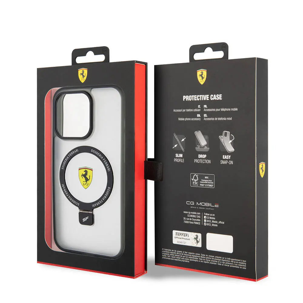 iPhone 15 Pro Max MagSafe Uyumlu Standlı Kılıf - Ferrari Buzlu Yüzey