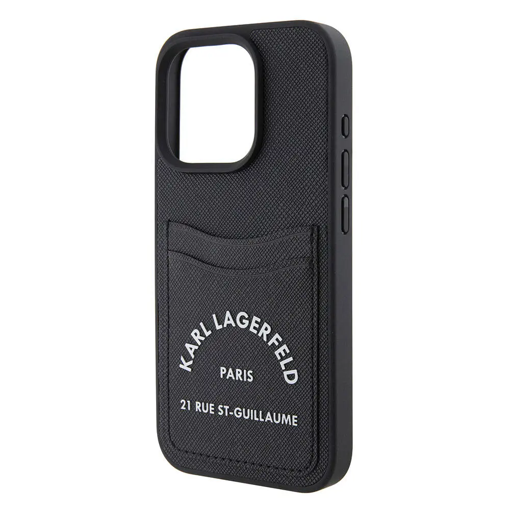 iPhone 15 Pro Max Kartlıklı Saffiano Kılıf - Karl Lagerfeld 3D RSG Logo