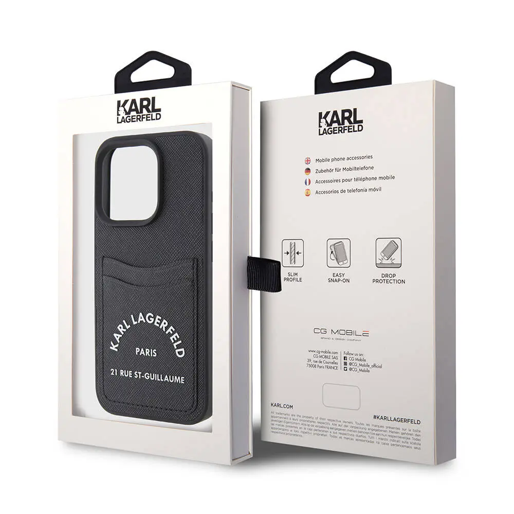 iPhone 15 Pro Max Kartlıklı Saffiano Kılıf - Karl Lagerfeld 3D RSG Logo